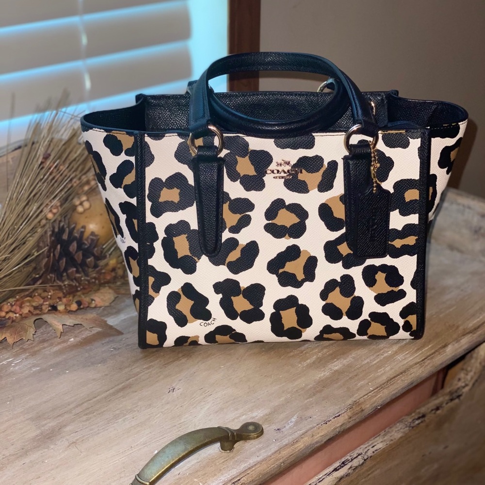 Leopard Coach Handbag Crosby Carryall Ocelot Print